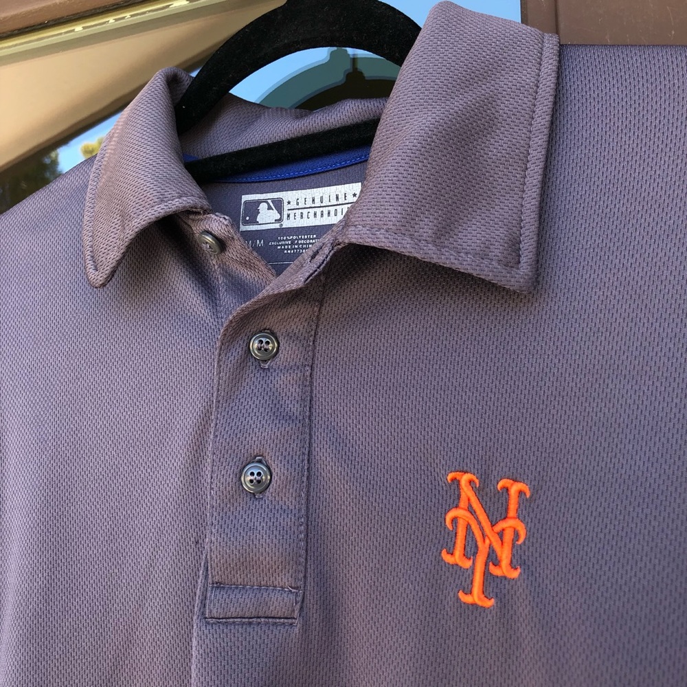 MLB Genuine Merchandise Grey-Orange-Blue New York Mets Polo M